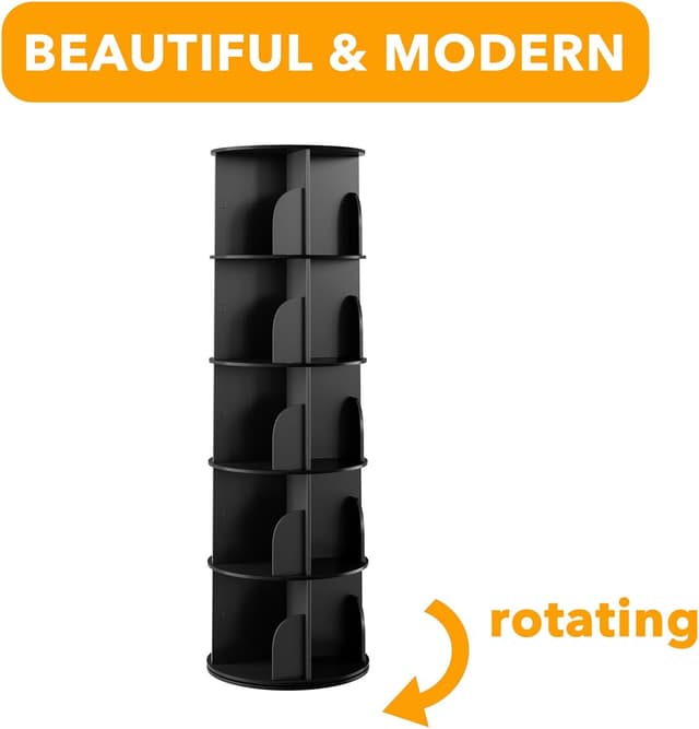 Thumbnail 6 de SpaceAid 5-Tier Rotating Bookshelf Tower (Lazy Susan Spinning Bookcase) in Black
