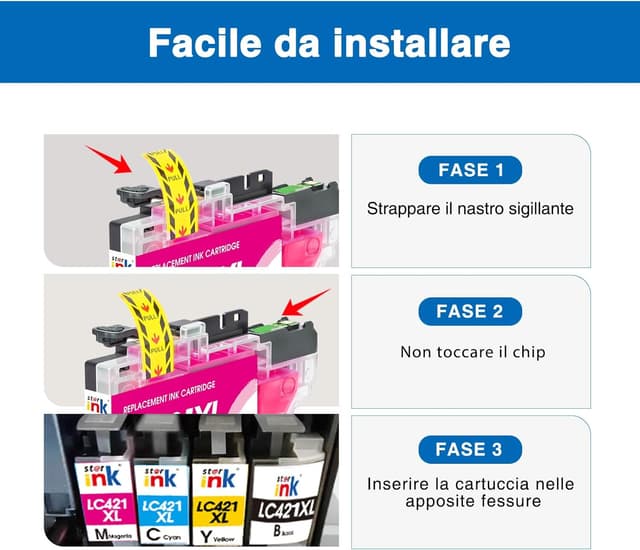 Detalle 2 de Multipack 8 cartucce LC421XL Starink compatibili Brother LC421XL per DCP-J1050DW e MFC-J1010DW