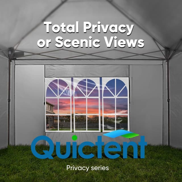 Detalle de Quictent 3x6m (10x20ft) pop up canopy gazebo with church window sidewalls – adjustable height event shelter (grey)