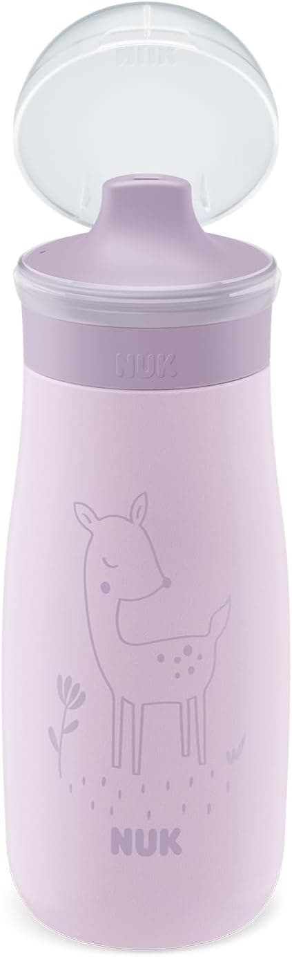 Detalle 2 de NUK Mini-Me Sip Tazza 9+ mesi 300 ml in acciaio inox con beccuccio antigoccia Lilac Deer