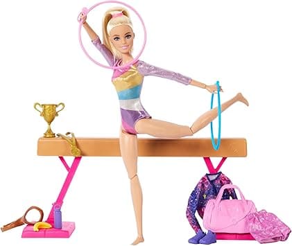Detalle de Barbie HRG52 - Muñeca Gimnasta con Set y Accesorios 🤸♀