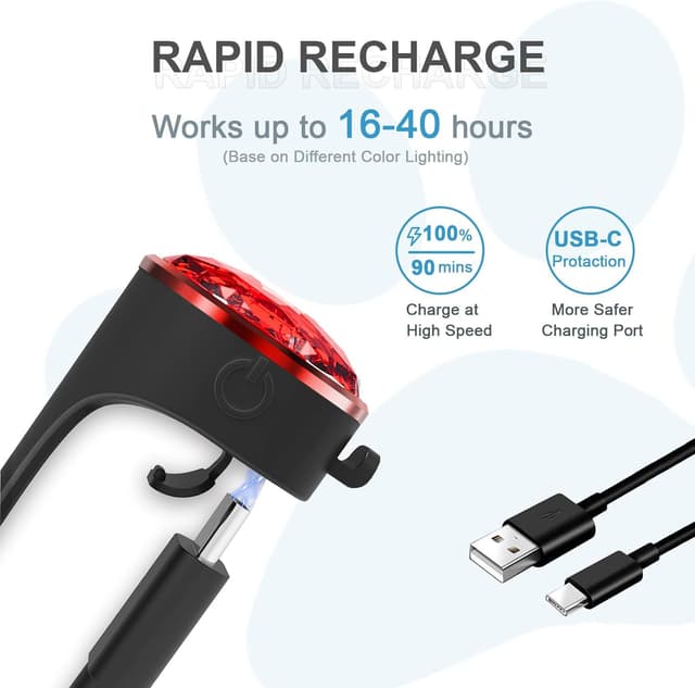 Detalle 2 de UMIONE Rechargeable Dog Light (7 colours) – 100% waterproof night walking safety LED