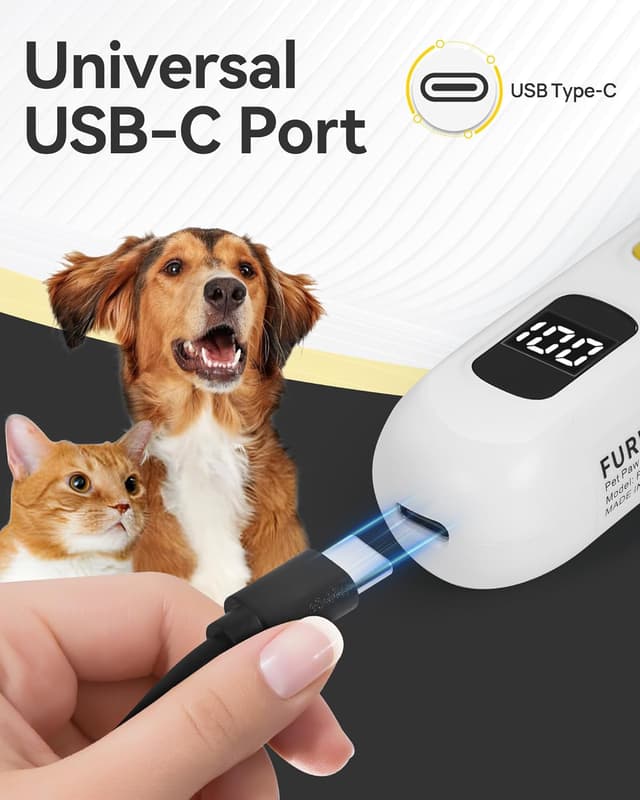 Detalle de FURBONA Upgraded Dog Paw Trimmer with Digital LED Display, 2-Speed 18mm Blade and USB-C Recharge
