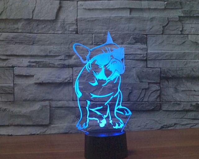 Detalle de SUPERRUIDALONG 3D Französische Bulldogge Nachtlicht mit Fernbedienung, 16 Farben und LED-Dimmfunktion