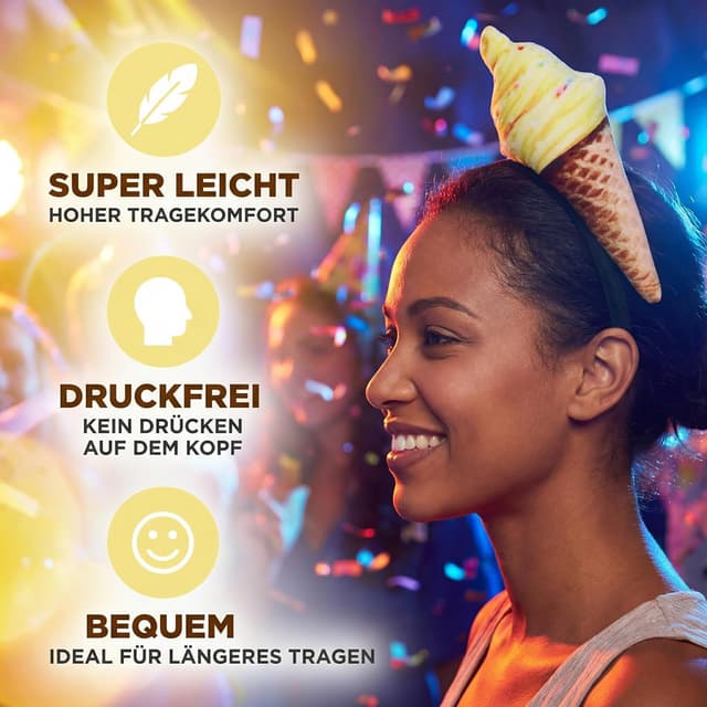 Detalle 2 de Beavorty bandeau en forme de cornet de glace en tissu doux, accessoire de fête (unisex)