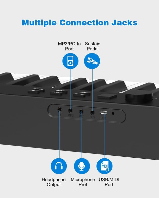 Detalle 2 de OYAYO 88-Tasten-Faltpiano mit Bluetooth MIDI