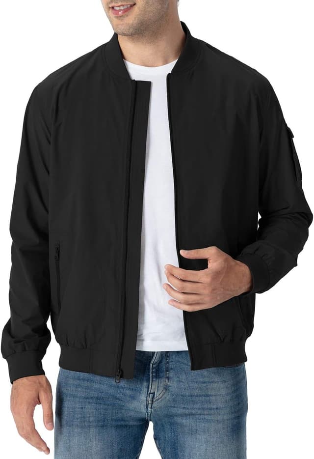 Detalle de Rdruko Men’s Lightweight Bomber Jacket Lightweight Windbreaker (Full-Zip)