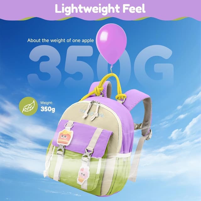 Detalle 2 de PROTAURI Zainetto bambina 2-5 anni da 9,6L con cintura pettorale e sacca idrorepellente viola