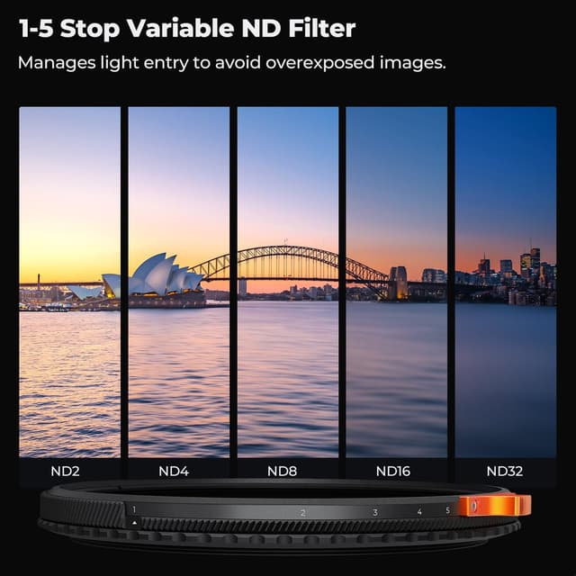 Detalle de K&F CONCEPT 82mm True Color Variable Fader ND2-32 & CPL Nano-X filter (ND/CPL in 1)