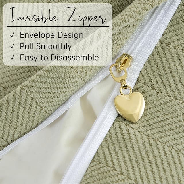 Detalle de ZWJD Salbei Grün Kissenbezug Set 55x55 (2-teilig) aus Chenille