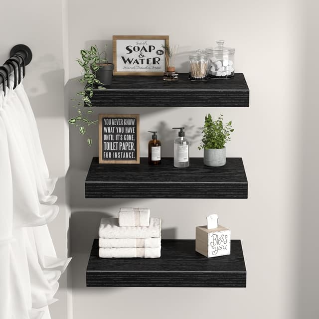 Detalle 2 de QEEIG 10" Deep Floating Shelves Wall Bookshelf