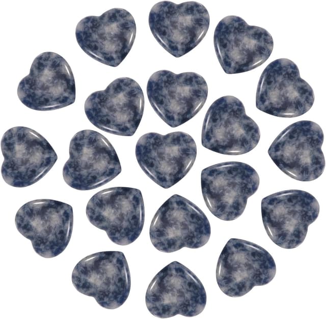 Detalle de PATIKIL 20 pcs Natural Heart Shaped Crystal Stone (Blue White) – 1 inch mini polished pocket worry stones