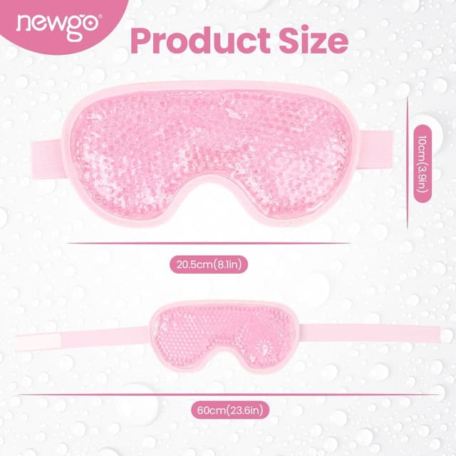Detalle 2 de NEWGO Reusable Hot Cold Cooling Eye Mask (Pink) – 2-pack for puffy eyes, migraines & headache relief
