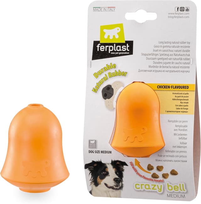 Thumbnail 6 de Ferplast Crazy Bell : distributeur de croquettes ou friandises en caoutchouc naturel à mâcher (orange)