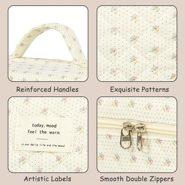 Detalle 1 de Aucuu Kulturtasche Set 3-teilig mit Blumenmuster