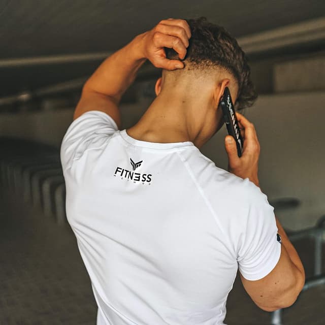 Detalle de Fitness Method Herren Sport-T-Shirt Slim-Fit (95% Baumwolle, 5% Elastan) mit Rundhals