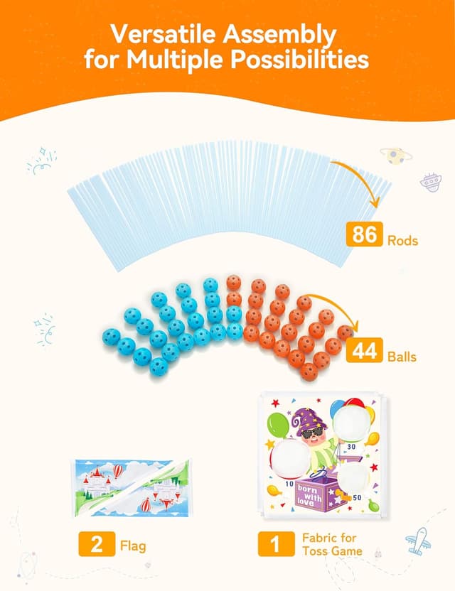 Detalle 2 de besrey Kids Fort Building Kit & Den Building Kit (133 pcs) with Toss Game