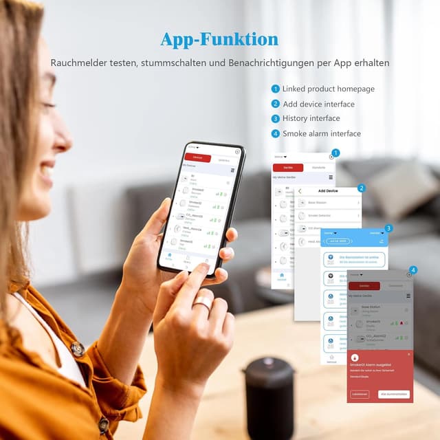 Detalle de XINDUM Rauchmelder 3er-Set mit Basisstation