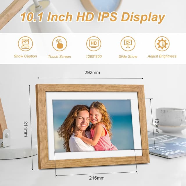 Thumbnail 5 de Frameo 10.1in Digital Photo Frame with Oak Wood Frame