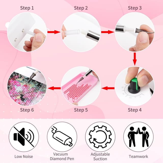 Detalle 2 de JelyArt Vacuum Diamond Painting Pen (Electric, dual-user) with 0–100 suction and wax-free accessories
