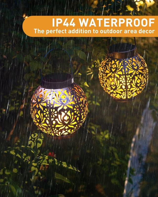 Detalle de MOXTOYU solar lanterns 2-pack — decorative outdoor yard lights for Mum (IP44, auto on/off)