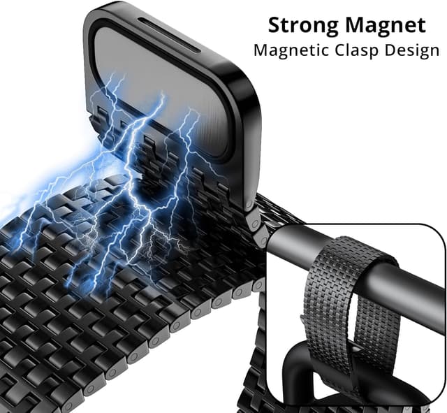 Detalle de LULULOOK Milanese Loop Magnetic Clasp Stainless Steel Strap for Apple Watch (Series 1–11, Ultra models)