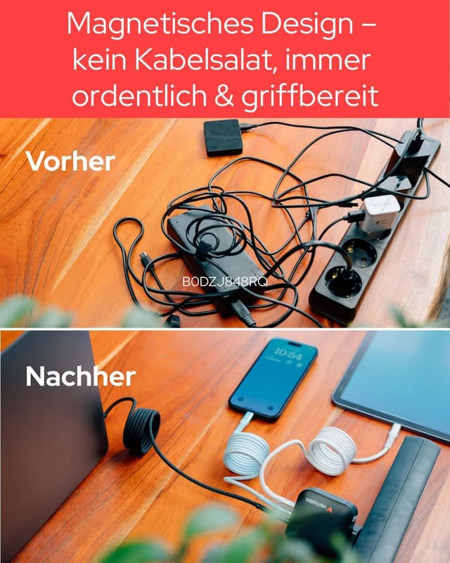 Detalle 2 de Verbatim Sync & Charge cavo USB-C a USB-C magnetico 100W da 120 cm (Blu)