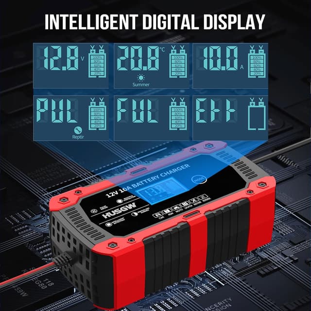 Thumbnail 6 de 10Amp 12V Automatic Smart Car Battery Charger/Maintainer with Temperature Compensation (Pulse Repair & Desulfator)