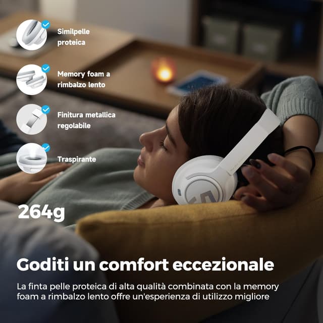 Detalle 2 de SoundPEATS Space Cuffie Wireless Bluetooth 5.3 123 Ore
