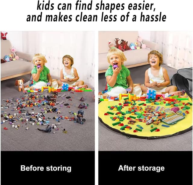 Detalle de Modojuny Aufbewahrungstasche mit Spielmatte und Reißverschluss für Kinderspielzeug – grau