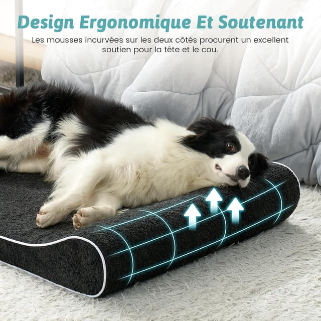 Detalle 2 de COZY KISS Panier Chien XL orthopédique 130x90x20 cm avec coussin lavable – noir