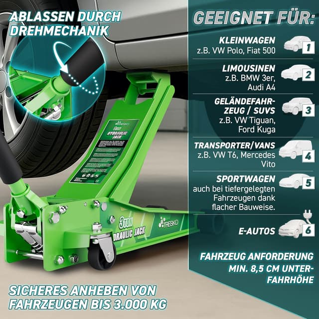 Thumbnail 2 de TRESKO Hydraulischer Wagenheber 3T 75–510 mm