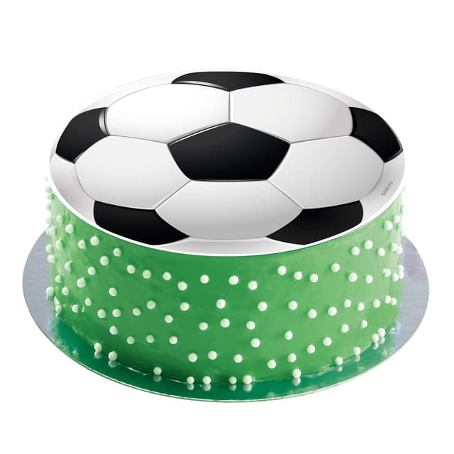 Detalle 1 de Essbarer Fußball-Tortenaufleger dekora für Kindergeburtstag (zuckerfrei), 15,5 cm