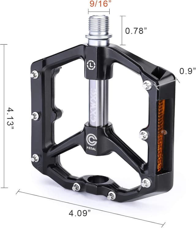 Detalle 2 de CXWXC Road/MTB flat bike pedals with Cr-Mo axle and removable anti-skid pins