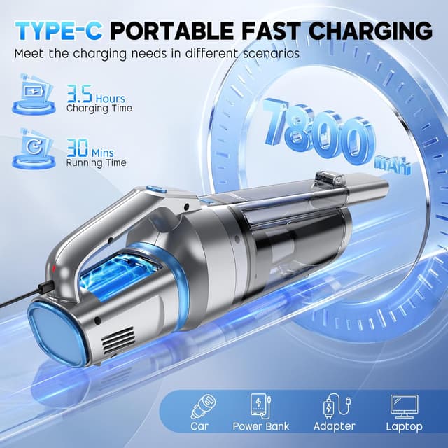 Detalle 2 de JONYJ Handheld Vacuum Cordless 400ml