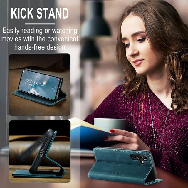 Detalle de Cracedily Flip Wallet Leather Case for Samsung Galaxy A54 5G (Blue-Green) with Magnetic Closure & Kickstand