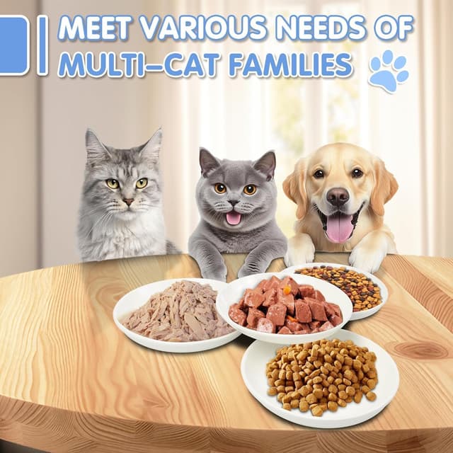 Detalle 2 de Galerie SV Katzennapf Keramik 4er-Set weiß 🐱