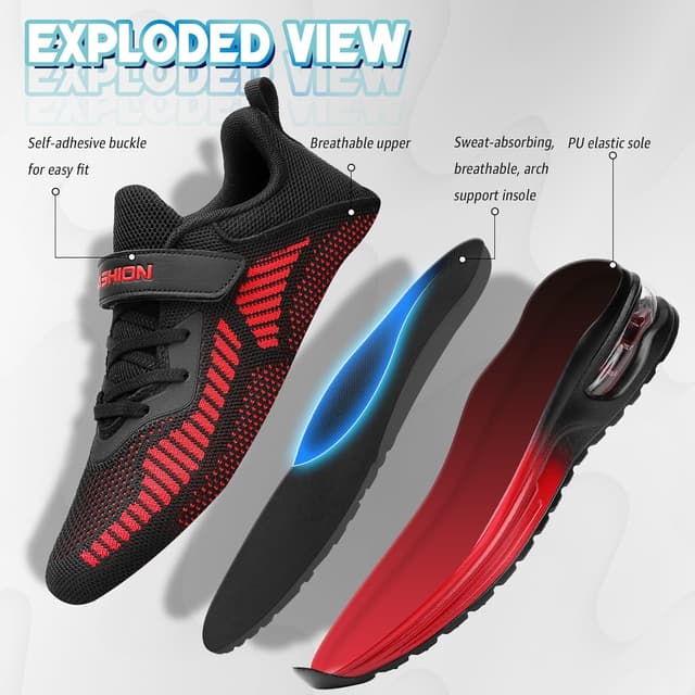 Detalle 2 de Baskets enfant low top respirantes pour salle et activités Garçon/Fille