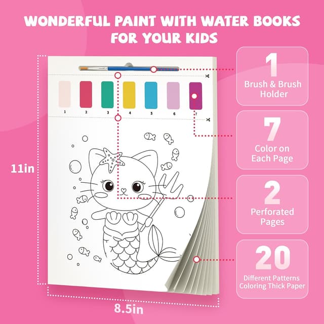 Detalle 2 de Paint With Water Books 3-Pack 20 Pages ๐จ