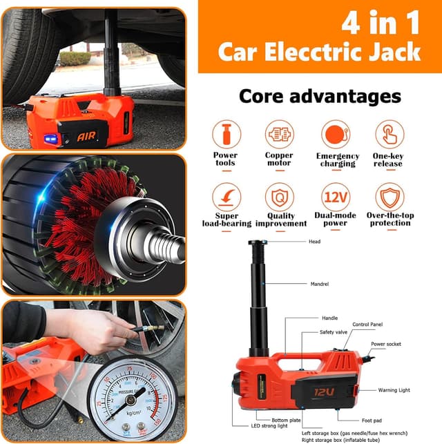 Detalle 2 de Victool Elektrischer hydraulischer Wagenheber 5T (12V) – für SUV, Limousinen & Co., Hub 15–45 cm