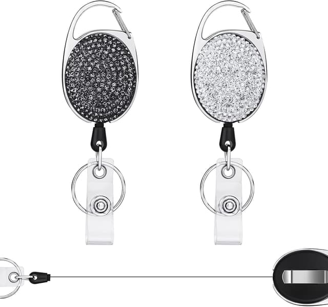 Detalle de Vicloon Porte-badge enrouleur rétractable (2 pièces) pour clés et badges, cordon nylon jusqu’à 60 cm