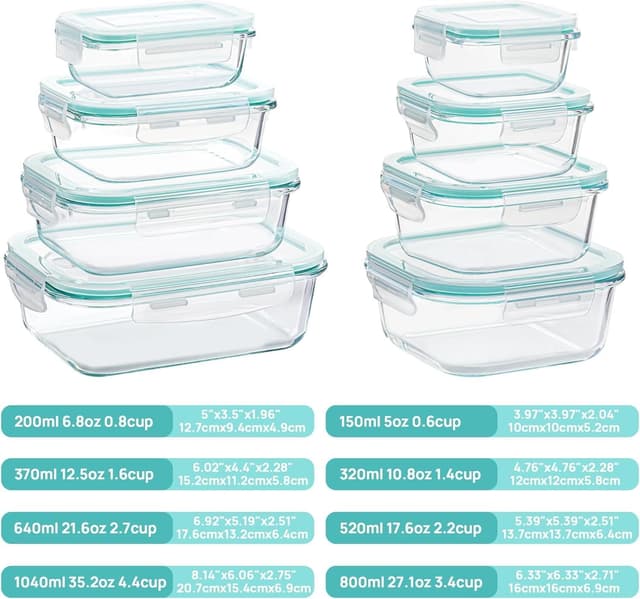 Detalle 2 de Vtopmart 8-Pack Glass Food Storage Containers