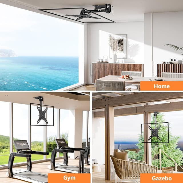 Detalle de ELIVED YD3030 Flip Down Ceiling TV Mount (14–40 in) with 360° Swivel and Height Adjustment