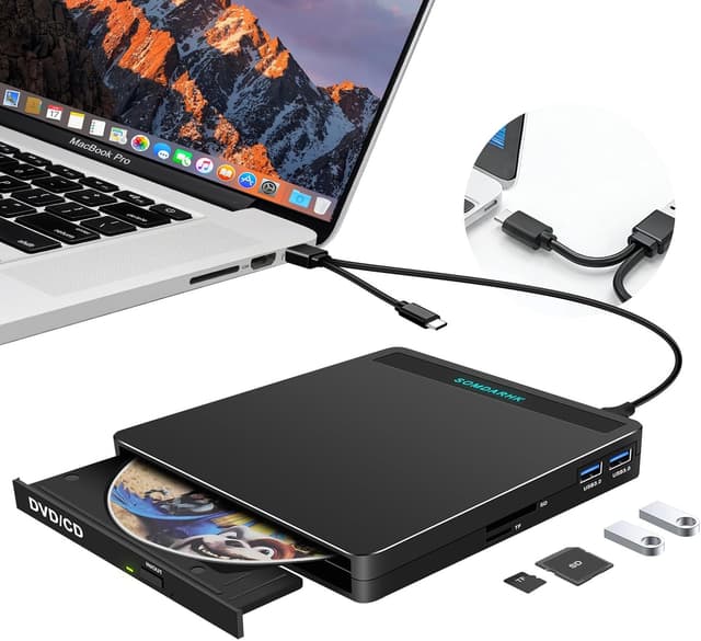 Thumbnail 6 de SOMDARHK Externes CD DVD Laufwerk 560 g đź“€