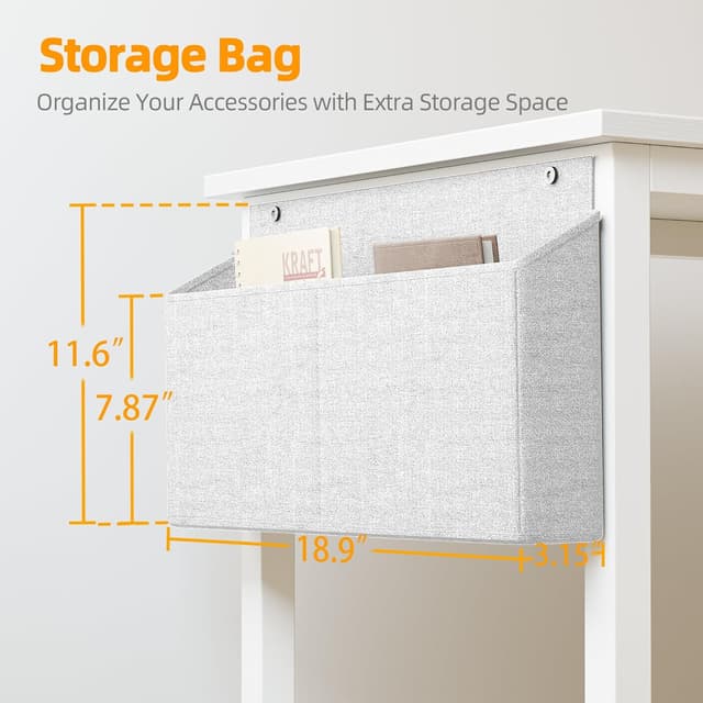 Detalle de BEXEVUE scrivania a L 120 x 70 cm reversibile per PC, studio e lavoro (bianco)