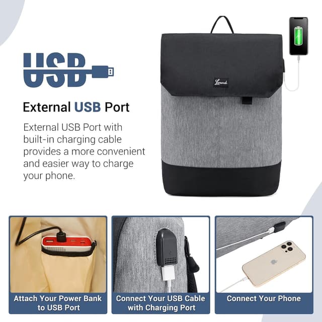 Detalle 2 de LOVEVOOK Sac à Dos Ordinateur 15,6 pouces