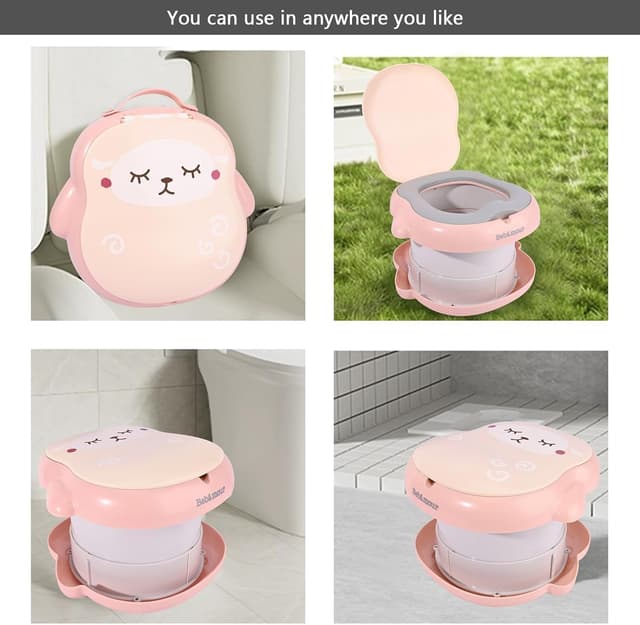 Detalle de Bebamour Baby Potty Training Toilet Seat Portable Potty (Pink) with Potty Liners