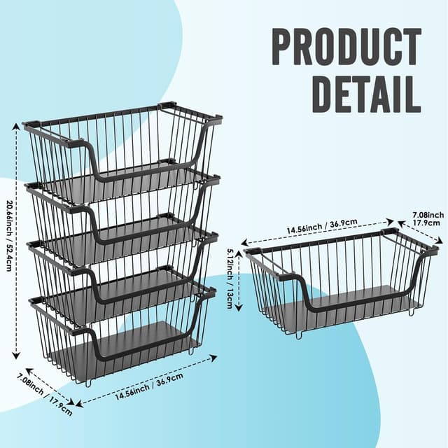 Detalle de GAOKASE 4 Pcs Wire Baskets 14.57in