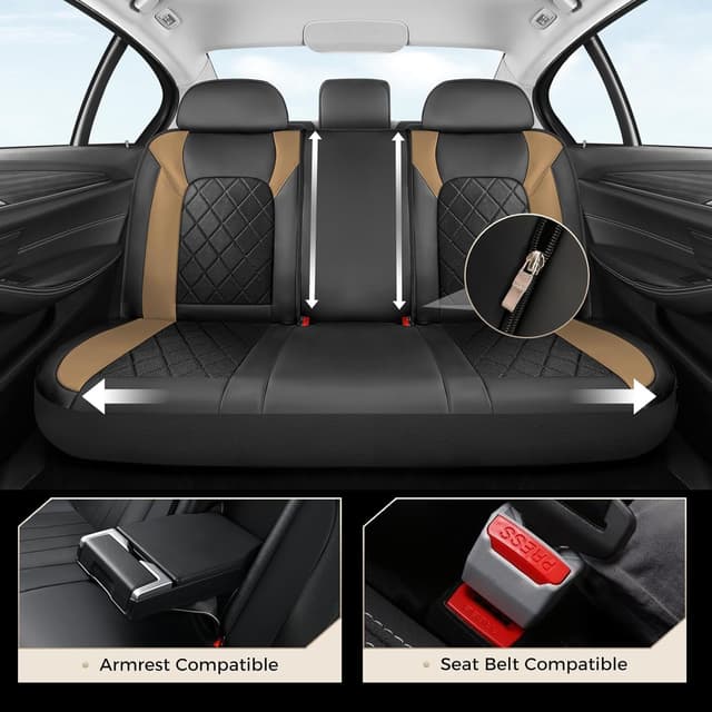 Thumbnail 6 de Coverado Car Seat Covers Full Set (5 Seats) with Waterproof PU Leather & Breathable Mesh, Universal Fit