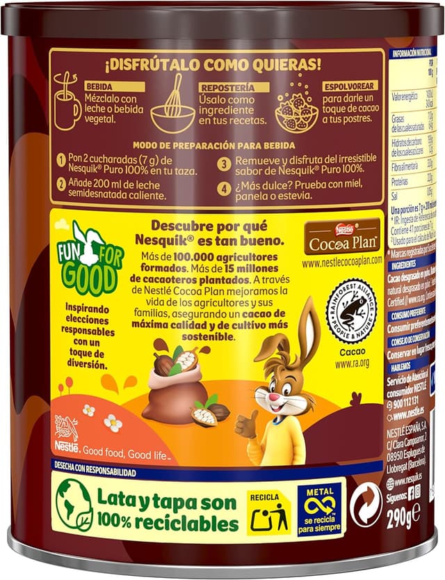 Thumbnail 3 de Nestlé Nesquik Cacao en Polvo 100%, Pack 6x290g